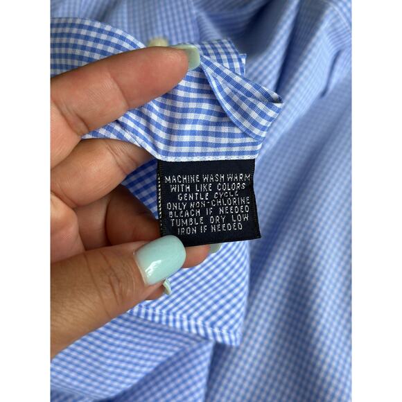 FAÇONNABLE Men’s Large Classic Fine Blue Stripe Dress Shirt Cotton Made in USA - Picture 6 of 6